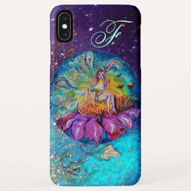 Coques Case-Mate iPhone FAIRY IN THE NIGHT Blue Turquoise Monogramme (Dos)