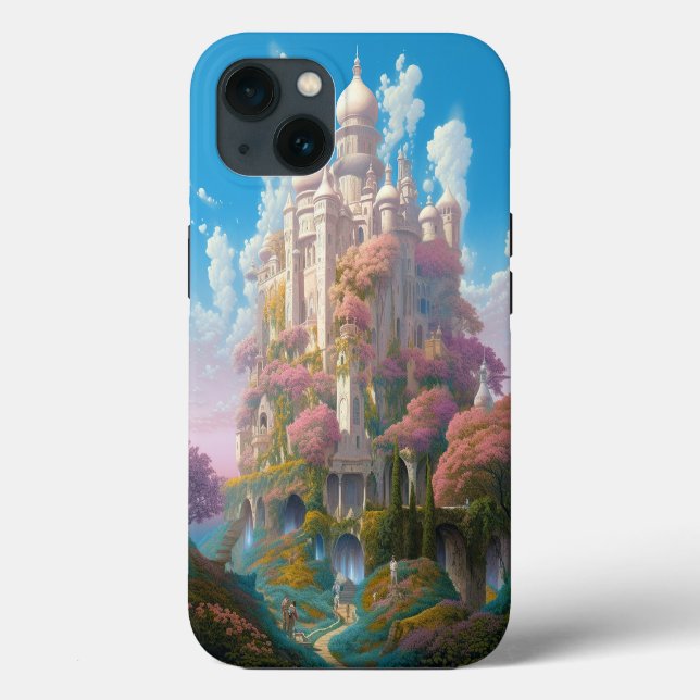 Coques Case-Mate iPhone Fairy Tale Castle Rose White Gold Imaginaire Art (Verso)