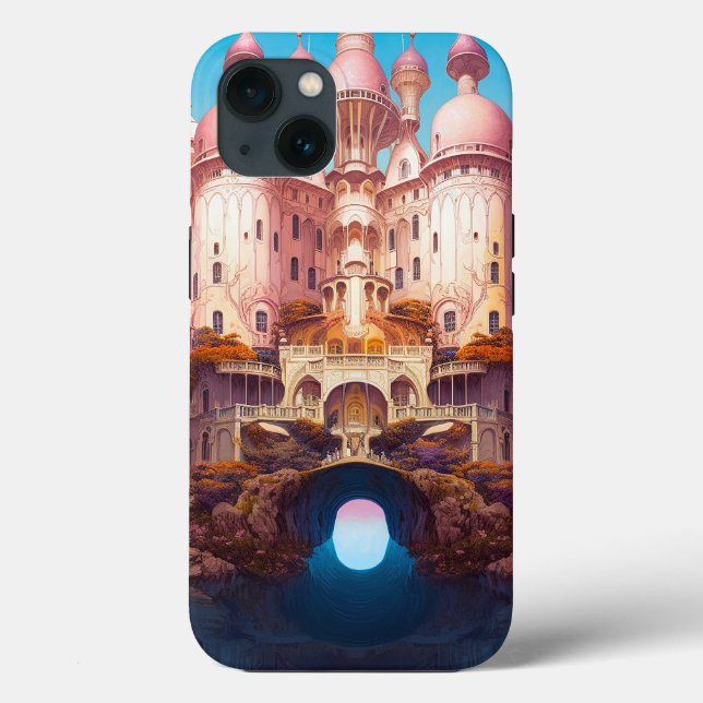 Coques Case-Mate iPhone Fairy Tale Castle Rose White Gold Imaginaire Art (Verso)