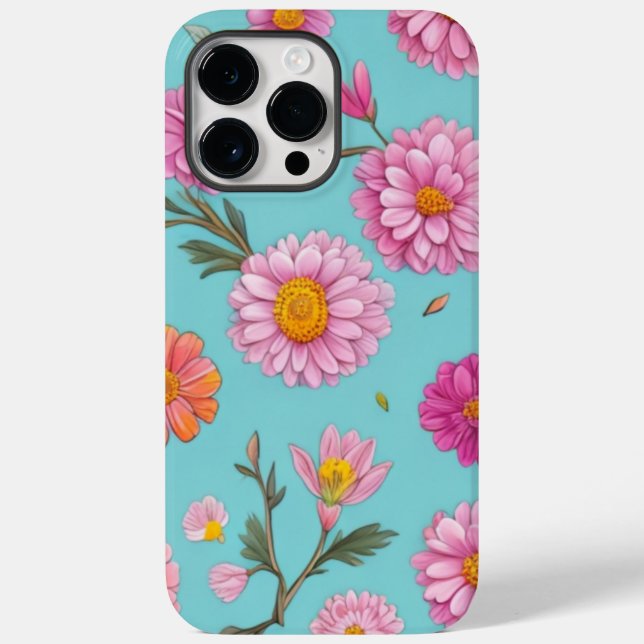Coques Case-Mate iPhone Faisées rose orange rose turquoise botanique (Verso)