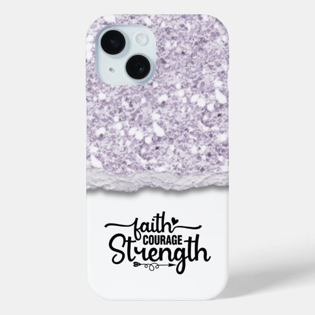 Coques Case-Mate iPhone Faith Courage Force Calligraphie Script Citation (Verso)