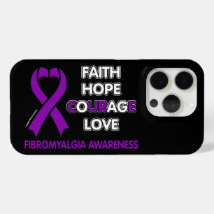 Coque iPhone 15 Pro Faith Hope Courage Love...Fibro