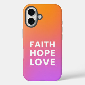 Coque Pour iPhone 16 Faith Hope Love Gradient Color Orange Purple