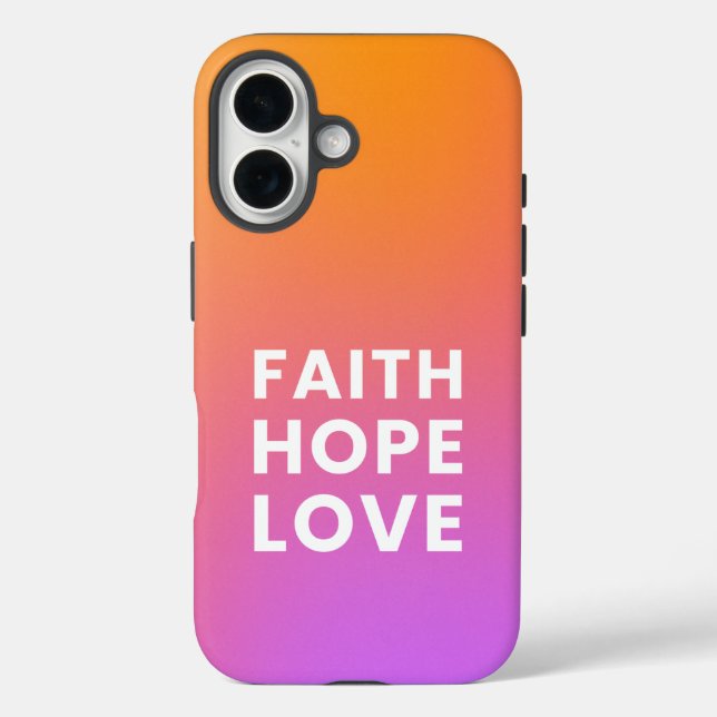 Coques Case-Mate iPhone Faith Hope Love Gradient Color Orange Purple (Verso)