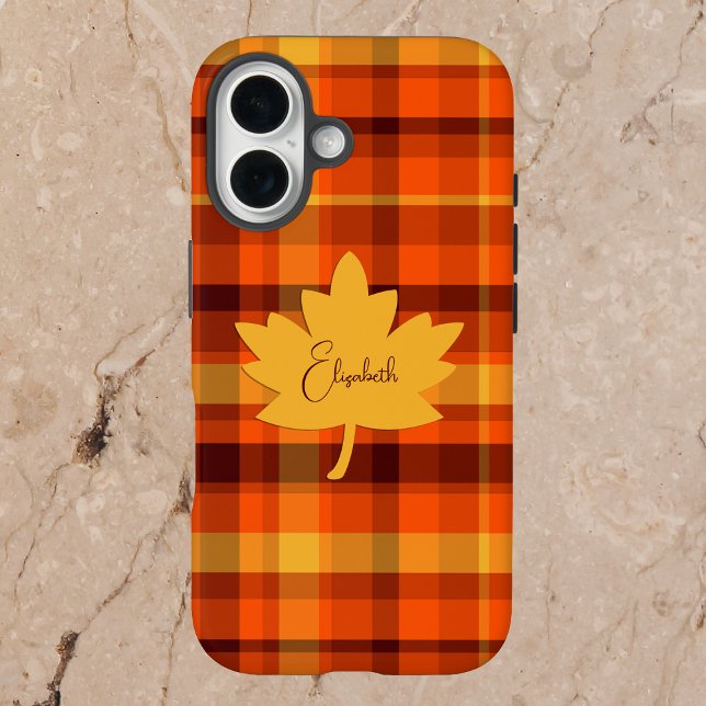 Coques Case-Mate iPhone Fall Geometric Orange Plaid Iphone 16 case (Créateur téléchargé)