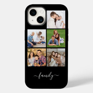 Coque Pour iPhone 14 Famille Collage de photos 5 personnalisées, texte