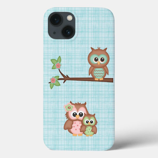 Coques Case-Mate iPhone Famille De Chouette Cute Avec Fleur (Verso)