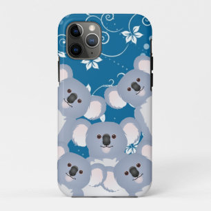 Case-Mate iPhone Case Famille de koalas heureux avec fleur bleue et feui