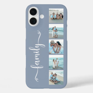 Coques iPhone 16 Plus Famille de polices de caractères Photo Bleu Poussi
