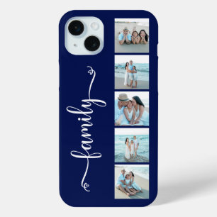 Coque iPhone 15 Mini Famille de polices Photo Bleu Marine