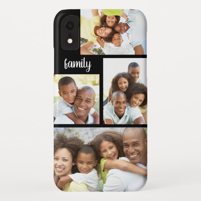 Coques Case-Mate iPhone Famille moderne 4 Photo Collage tendance Noir (Dos)