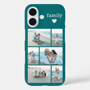 Coque Pour iPhone 16 Famille moderne 6 Photo Sarcelle