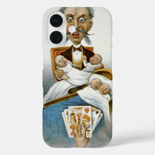 Coque Pour iPhone 16 Famille vintage, père avec bébé Quadruplet