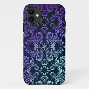 Case-Mate iPhone Case FAncy Damask Turquoise bleu pourpre noir