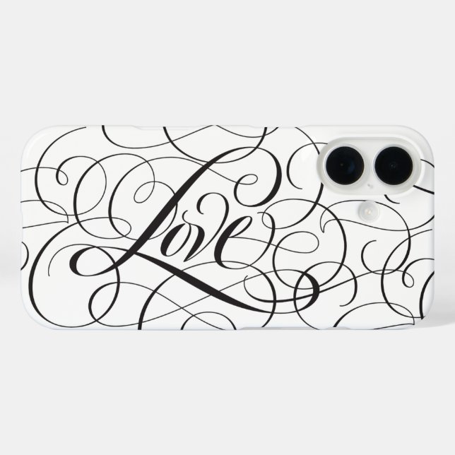 Coques Case-Mate iPhone Fancy Tourbillonnant Flourished Love Calligraphie (Verso (horizontal))