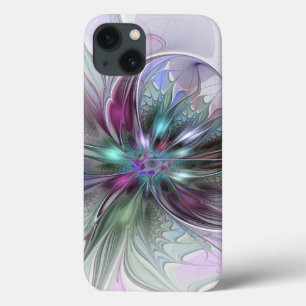 iPhone 13 Coque Fantaisie Abstraite Moderne Fleur Fractale Colorée