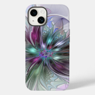 Coque Pour iPhone 14 Fantaisie Abstraite Moderne Fleur Fractale Colorée