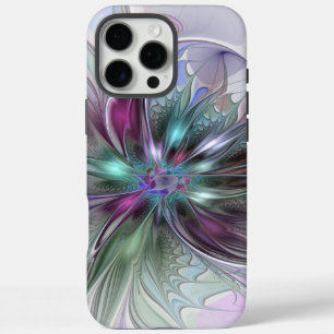 Coques iPhone 16 Pro Max Fantaisie Abstraite Moderne Fleur Fractale Colorée