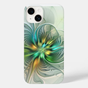 Coque Pour iPhone 14 Fantaisie Abstraite Moderne Fleur Fractale Colorée
