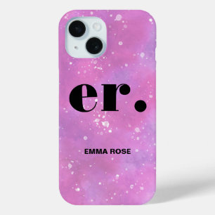 Coque Pour iPhone 15 Fantaisie de monogramme aquarelle Moderne Minimali