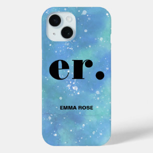 Coque Pour iPhone 15 Fantaisie de monogramme aquarelle Moderne Minimali