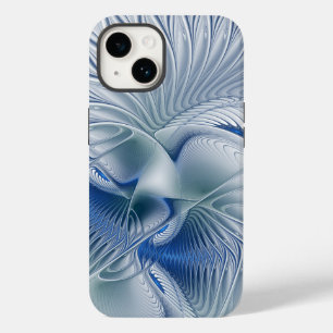 Coque Pour iPhone 14 Fantaisie dynamique Abstrait Tons bleus Art fracta