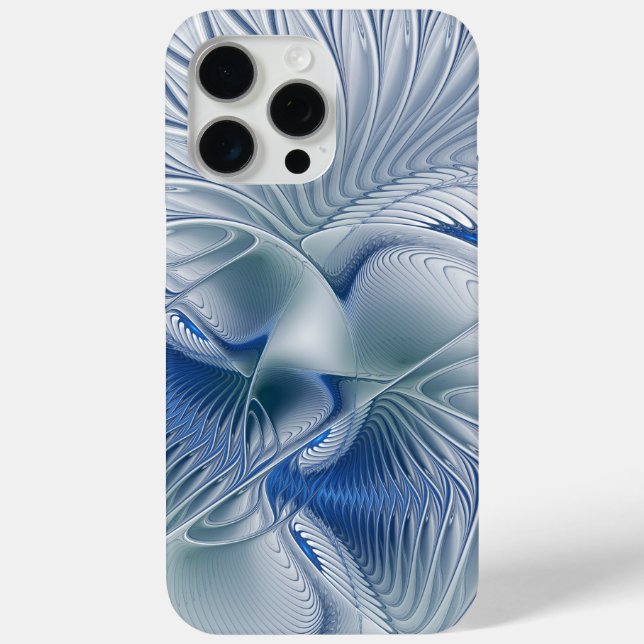 Coques Case-Mate iPhone Fantaisie dynamique Abstrait Tons bleus Art fracta (Verso)
