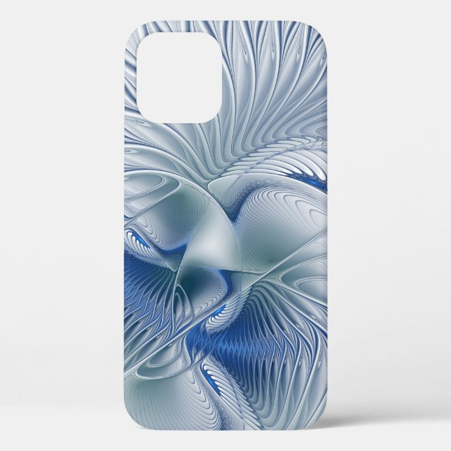 Coques Case-Mate iPhone Fantaisie dynamique Abstrait Tons bleus Art fracta (Verso)