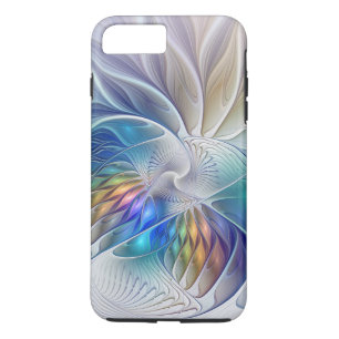 Coque iPhone 7 Plus Fantaisie florale, fleur fractale abstraite coloré
