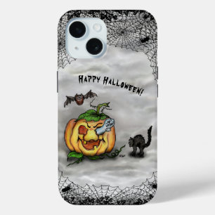 Coque Pour iPhone 15 Fantôme, Chat, Chat et Citrouille, Bonne Halloween