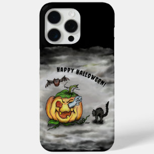 Coque iPhone 15 Pro Max Fantôme, Chat, Chat et Citrouille, Bonne Halloween