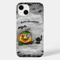 Fantôme, chauve-souris et chat, Bonne Halloween !