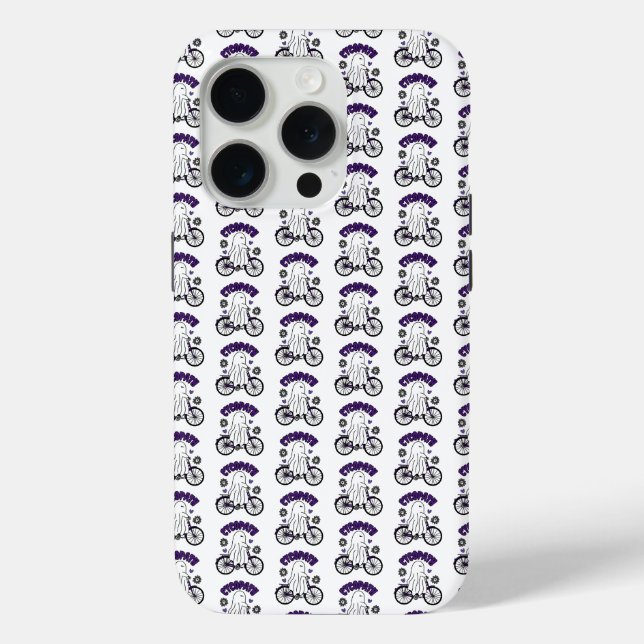 Coques Case-Mate iPhone Fantôme d'Halloween Cycopath sur un vélo violet (Verso)