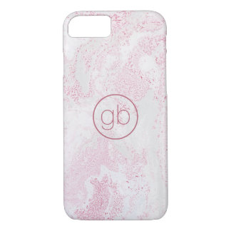 Case-Mate iPhone Case Faux de texture de marbre rose avec Monogramme