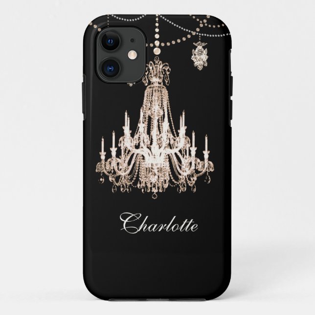Coques Case-Mate iPhone FAUX Français Crystal Chandelier Nom personnalisé (Dos)