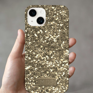 Coque Pour iPhone 15 Faux Gold Parties scintillant Bling Sparkling Mono