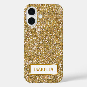 Coque Pour iPhone 16 Faux Golden Yellow Parties scintillant Texture Loo