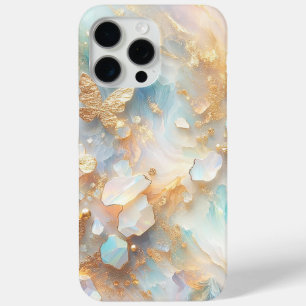 Coque iPhone 15 Pro Max Faux Holographique Opal Moonstone Gold Butterfly
