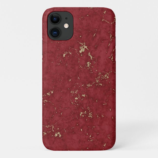 Coques Case-Mate iPhone Faux marbre rouble rouge or accents (Dos)