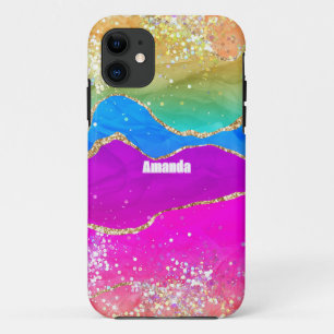 Case-Mate iPhone Case Faux Paillettes Agate Arc-en-Ciel