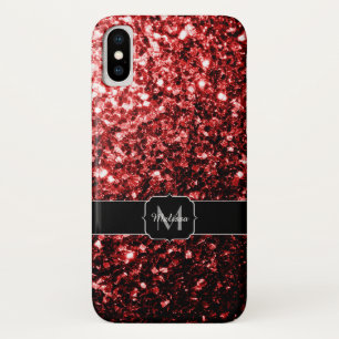 Coque Case-Mate Pour iPhone Faux paillettes rouge foncé éclats de glamour Mono