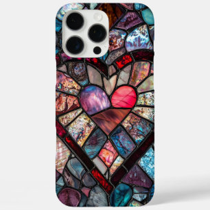 Coques iPhone 16 Pro Max Faux Staint Verre Coeur Saint-Valentin
