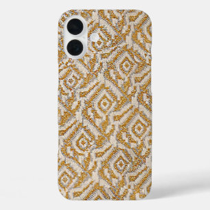 iPhone 16 Plus Case Faux Tissé Or Gatsby Métallique