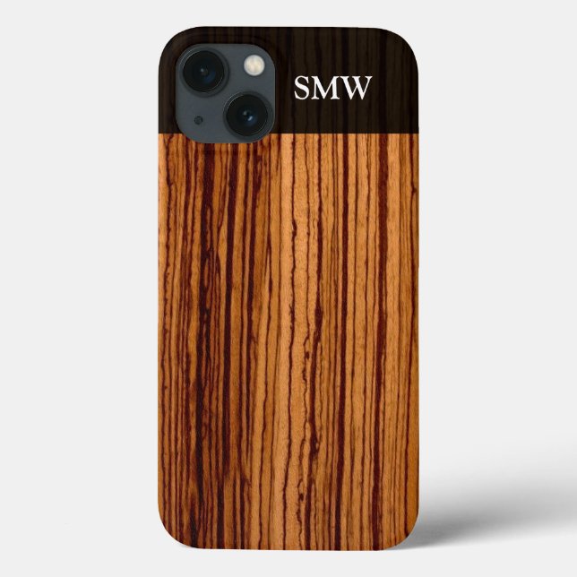 Coques Case-Mate iPhone Faux Zebra Wood Grain Personnalisé (Verso)