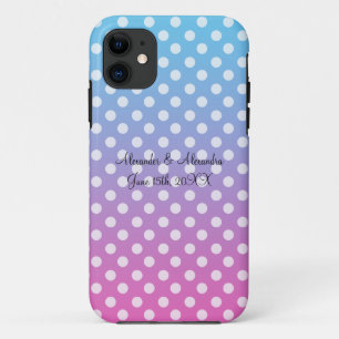 Etui iPhone Case-Mate Faveurs de mariage pois bleu et rose