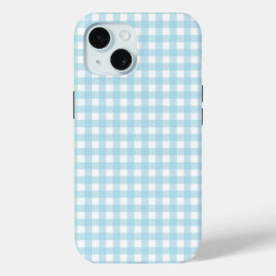 Coque Pour iPhone 15 Faye et Lauren En vichy bleu doux