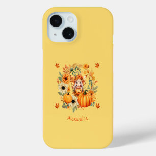Coque Pour iPhone 15 Fée Citrouille mignonne dans la couronne d'automne