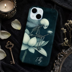 Coque Pour iPhone 15 Fée squelette sur fleur de lotus au clair de lune