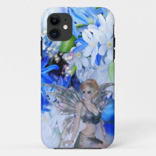 Coques Pour iPhone Féerie papillon en fleurs bleues