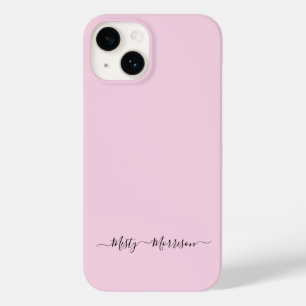Coque Pour iPhone 14 Feminine Pastel Rose avec Script Nom personnalisé